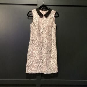 Karl Lagerfeld sleeveless floral lace embroidered collar pink mini dress 2